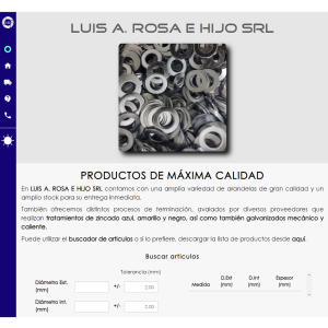 Sitio web de Fábrica de Arandelas